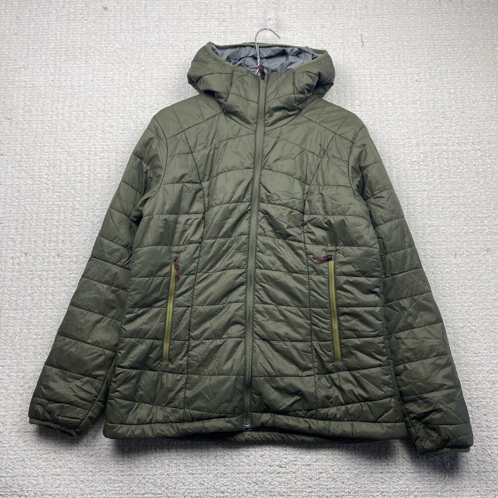 Decathlon Forclaz Women's MT100 Down Puffer Jacket Sz L Olive Green Hiking Camp